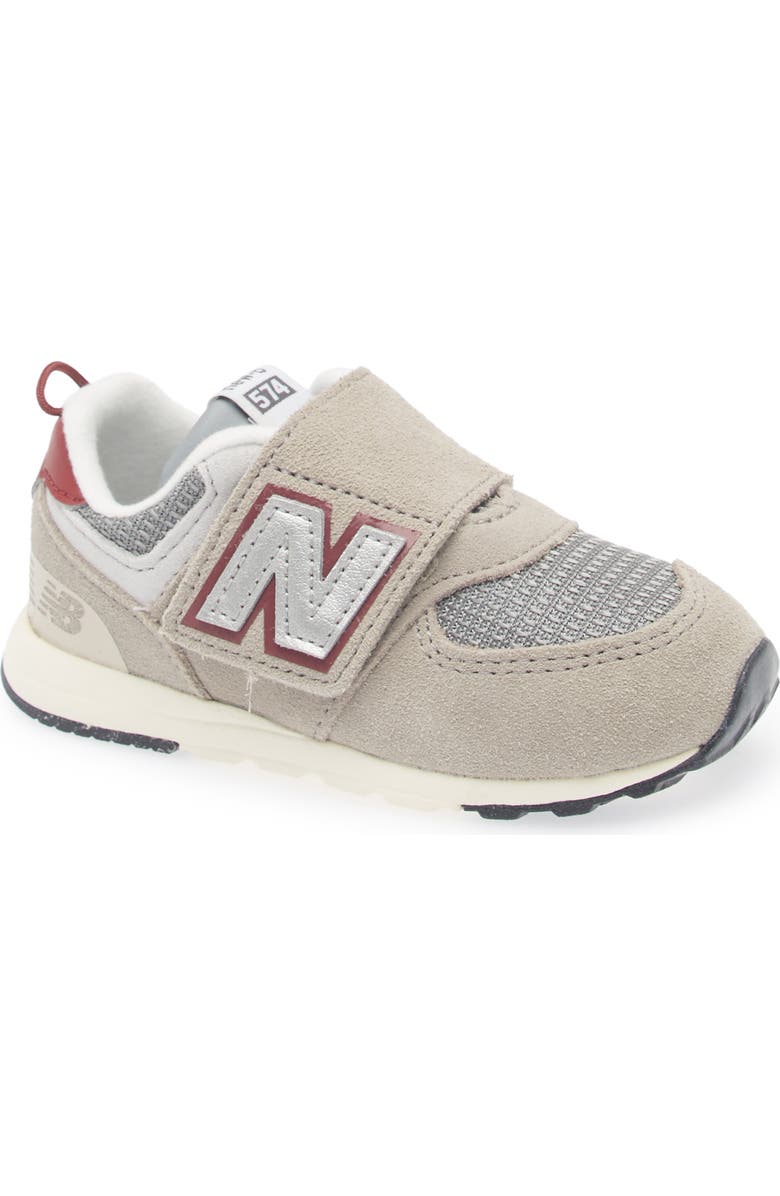 New Balance Kids' 574 New B Sneaker, Main, color, Arid Stone/ Monarch Burgundy