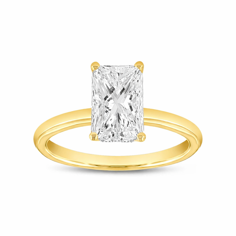Eman 14K Gold Radiant Cut Lab Grown Diamond Hidden Halo Engagement Ring - 2.05 Ct