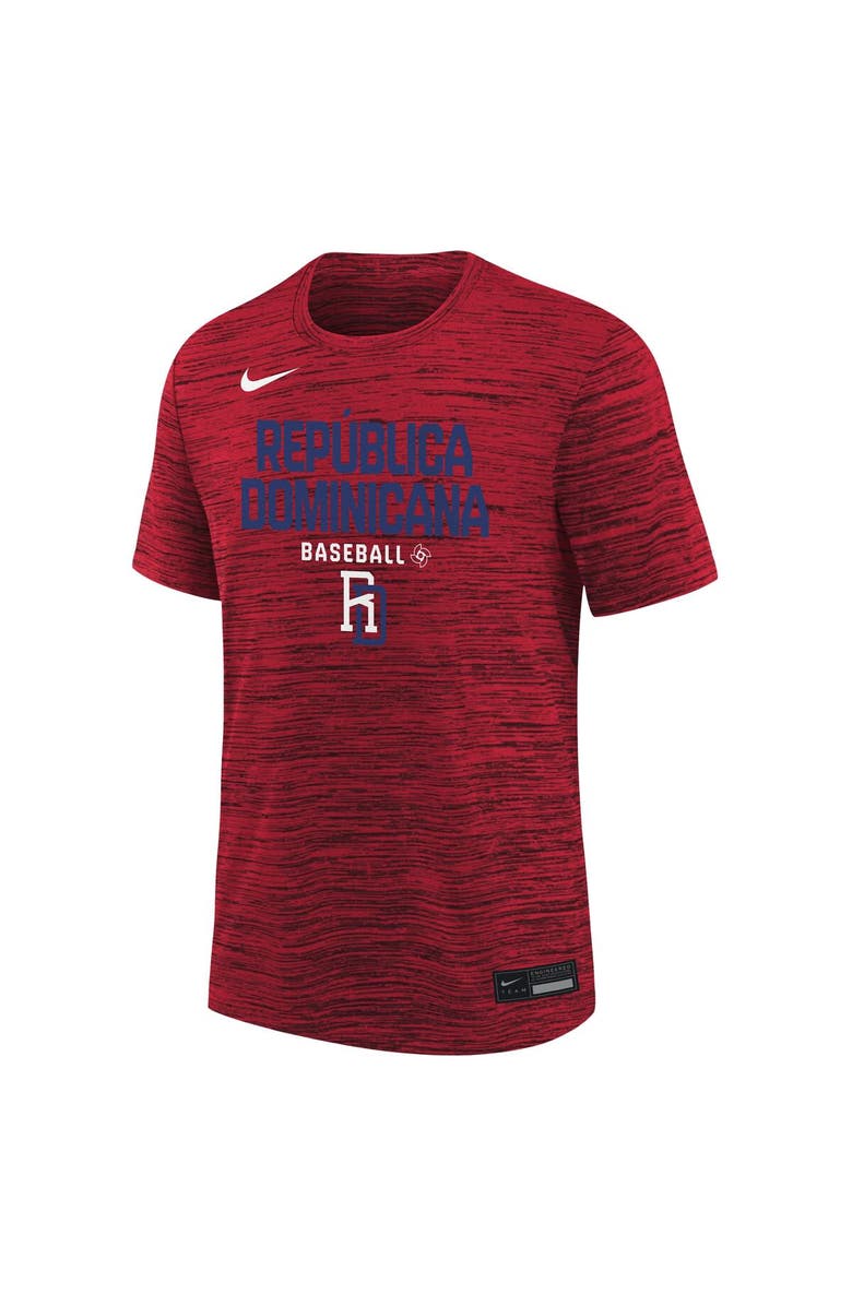 Nike Youth Nike  Red Dominican Republic Baseball 2026 World Baseball Classic Authentic Collection Velocity Dri-FIT T-Shirt, Alternate, color, Red