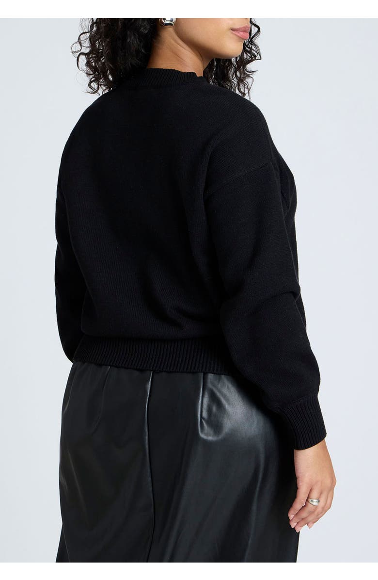 ELOQUII Bow Intarsia Sweater, Alternate, color, Black And White