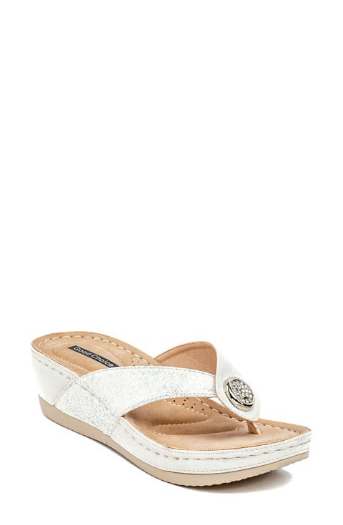 Dafni Snakeskin Embossed Wedge Sandal (Women)