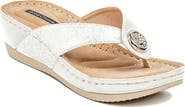GC SHOES Dafni Snakeskin Embossed Wedge Sandal