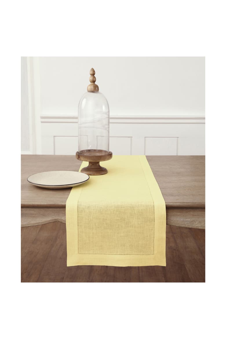 Linen Table Runner - Classic Hemstitch, Alternate, color, Yellow