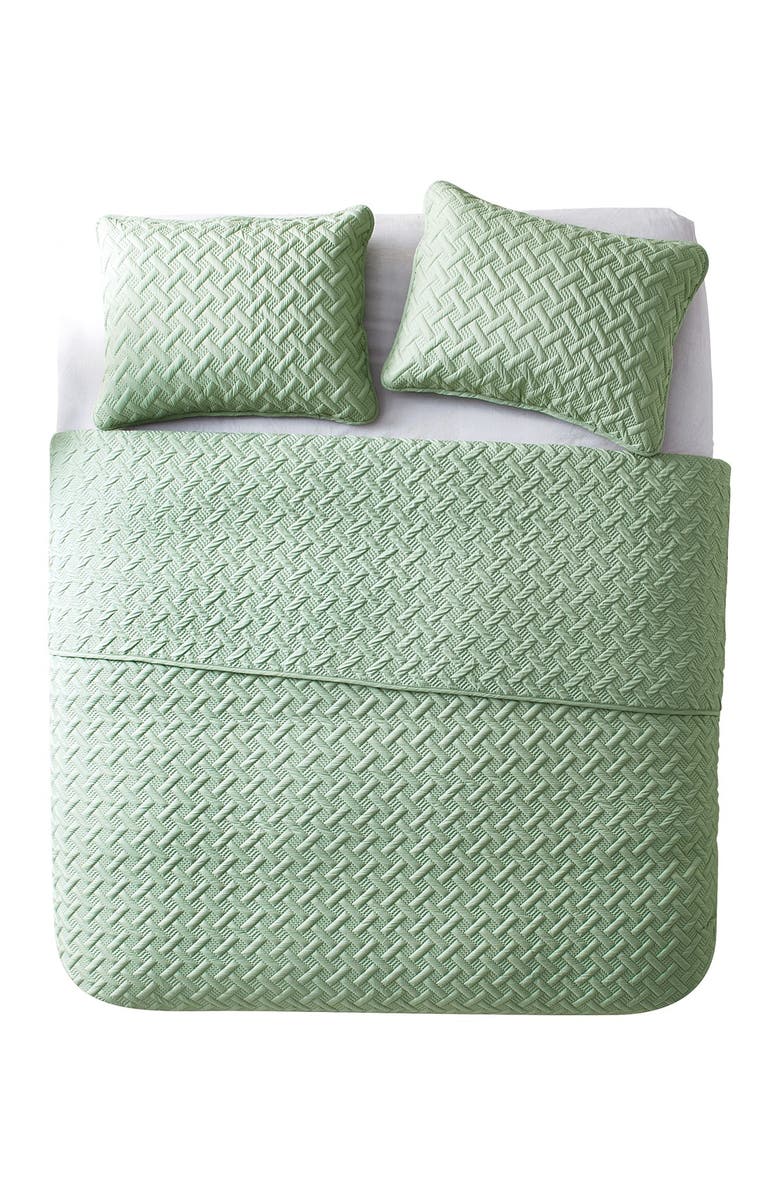 VCNY HOME Nina Embossed Basketweave Quilt Set - Full/Queen, Main, color, Grn