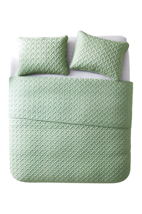 Nina Embossed Basketweave Quilt Set - Full/Queen