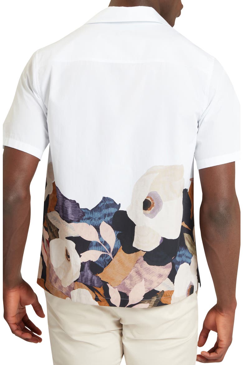 Moussa Floral Cotton Camp Shirt, Alternate, color, WHITE