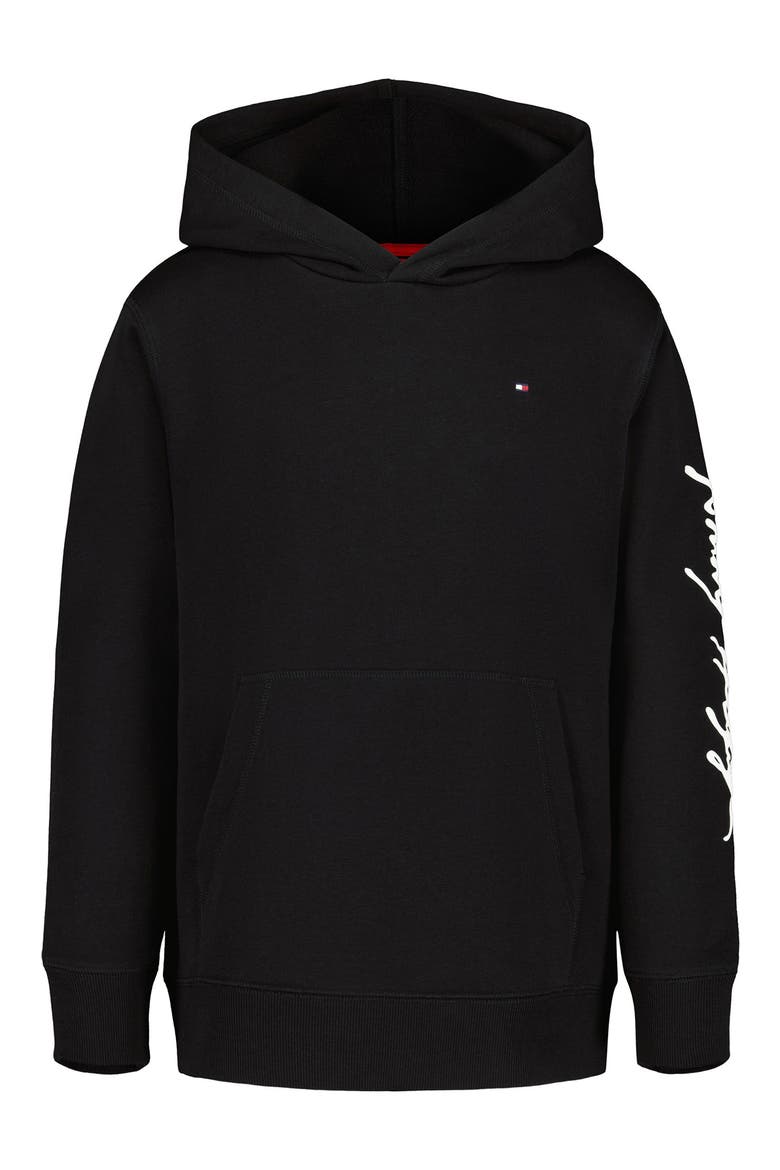 Tommy Signature Graphic Hoodie, Main, color, BLACK