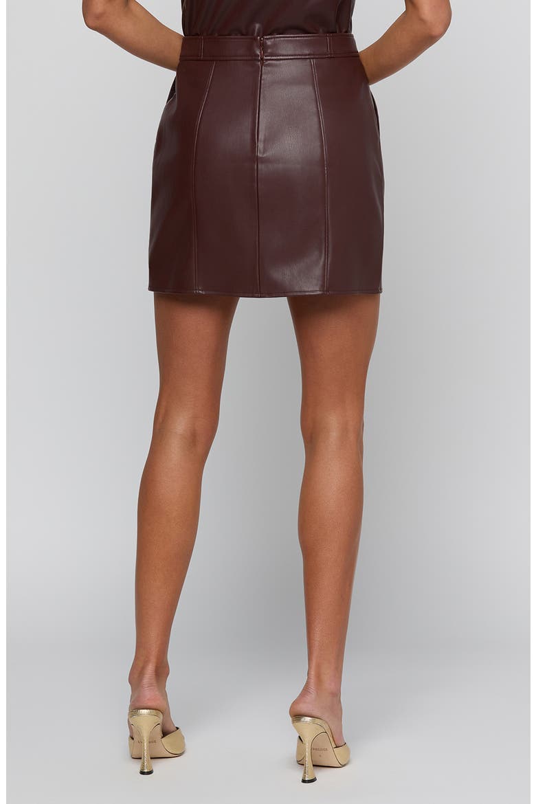 Nolina Button Tab Faux Leather Miniskirt, Alternate, color, DEEP MAHOGANY