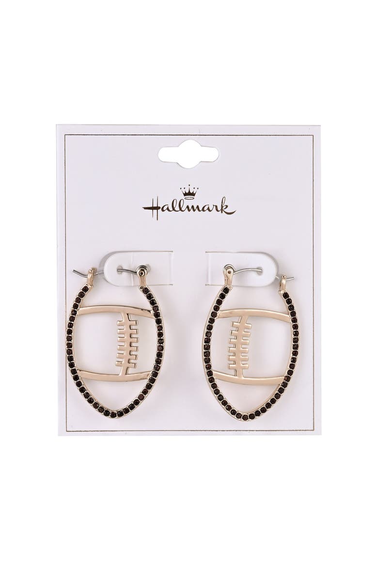 Game Day Stone Football Hoop Earrings, Alternate, color, Brown