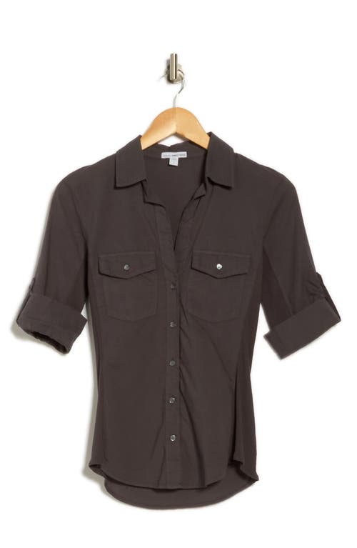 James Perse Three-quarter Sleeve Button-up Shirt In Blue