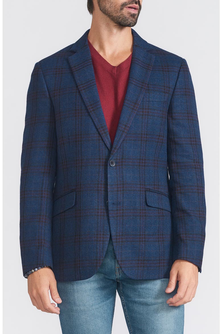 Plaid Sport Coat, Main, color, NAVY