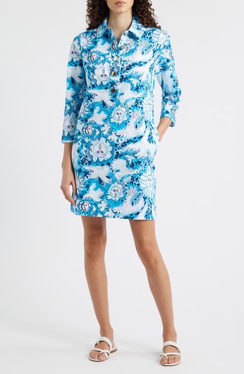 Gabi Seagull Print Shirtdress