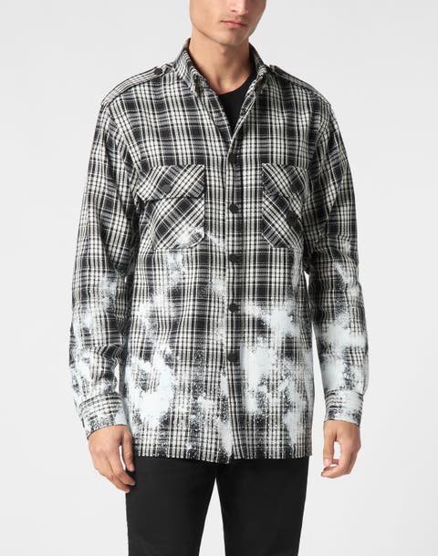 Padded Vintage Checked Military Overshirt Ls Gothic Plein Men