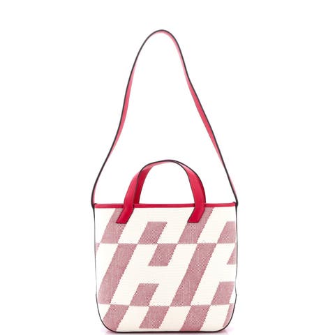 Cabas H en Biais Tote Canvas with Leather 27