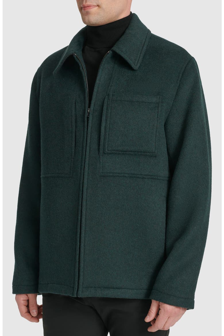 Felt Zip Front Shirt Jacket, Alternate, color, DARK GREEN