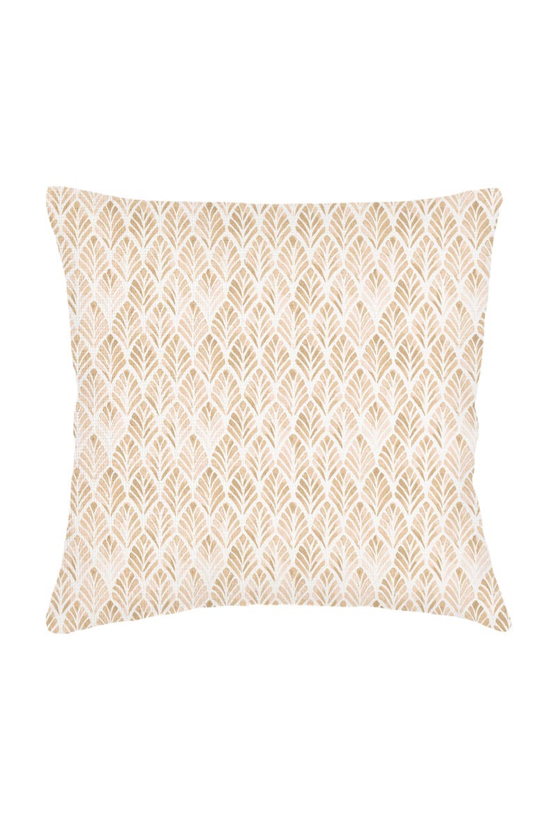 Geo Palm Velvet Pillow with Down Alternative Insert, Main, color, Beige