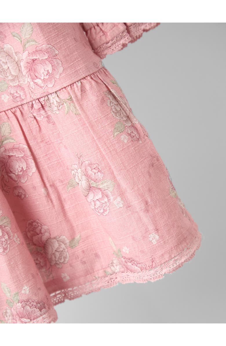 JOJO MAMAN BEBE Rose Print Long Sleeve Cotton Tiered Dress, Alternate, color, Pink