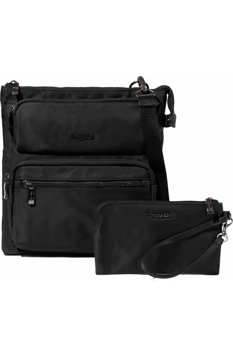 BAGGALLINI Nolita Crossbody Bag with RFID Wristlet, Main, color, Black Twill
