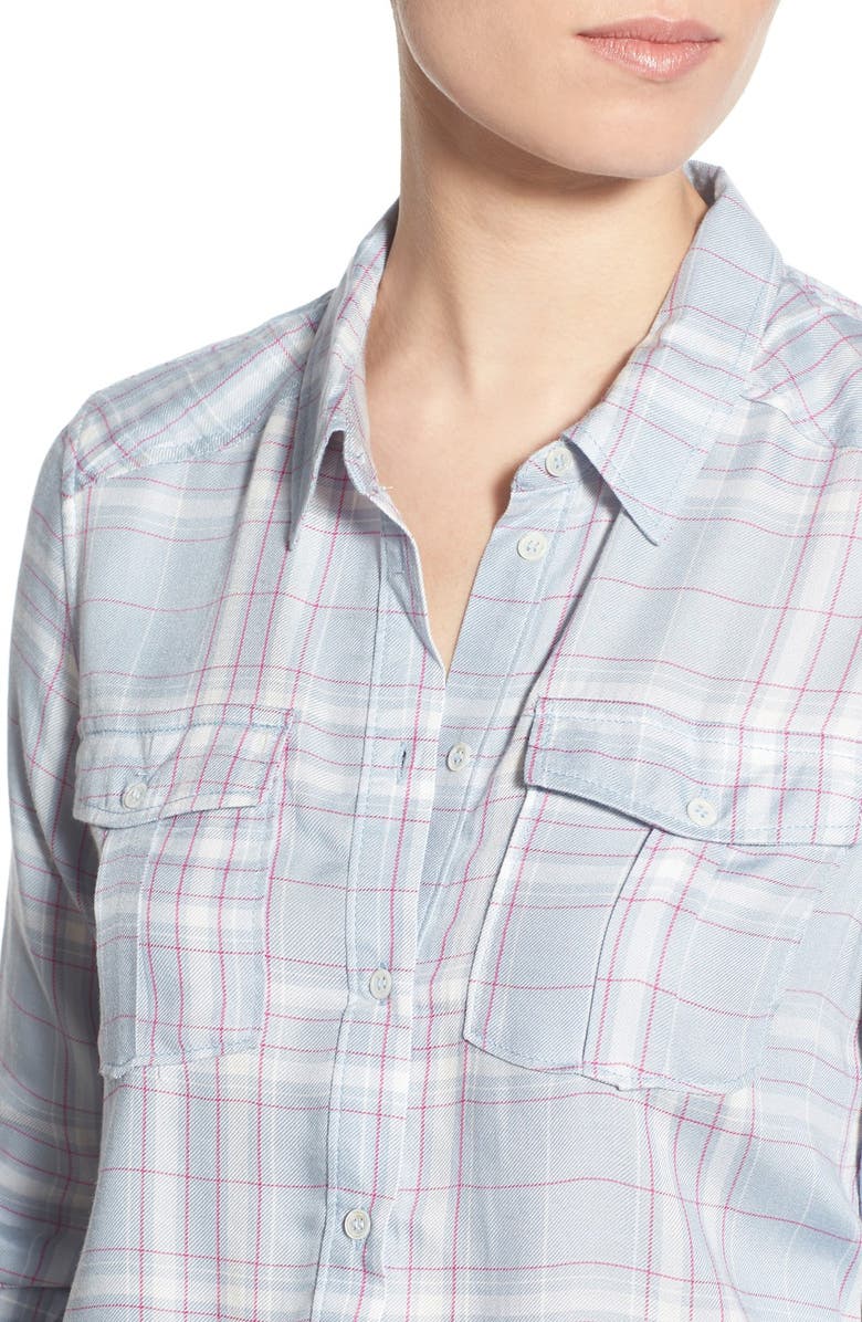 PAIGE 'Mya' Plaid Shirt, Alternate, color, Blue Fog/ White/ Fuschia