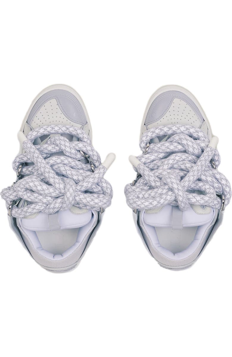 Lanvin CURB SNEAKERS IN LEATHER WITH SNAKE LACES, Alternate, color, White