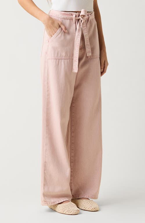 Le Jean Rory Relaxed Tie Waist Wide Leg Jeans In Pink