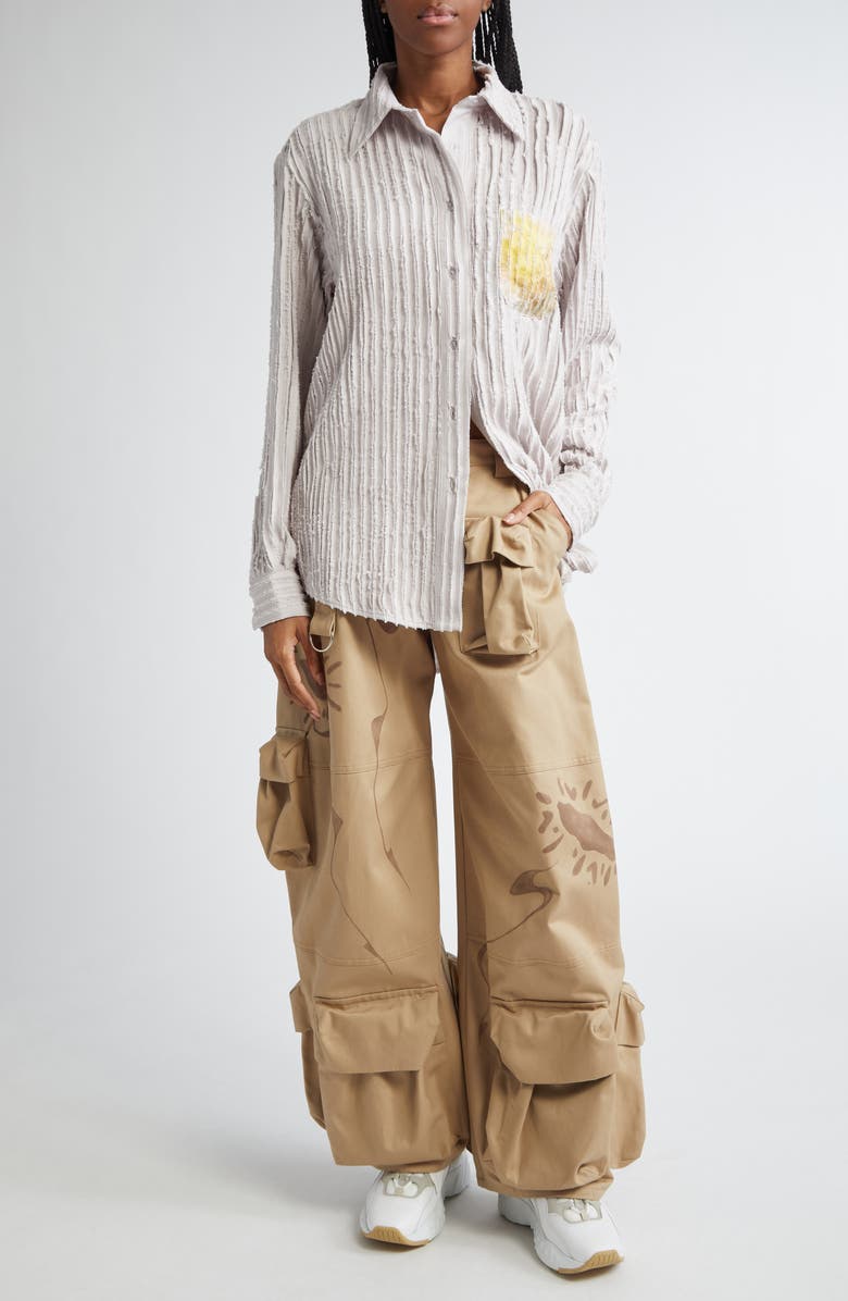 Collina Strada Stone Flower Drip Convention Button-Up Shirt, Alternate, color,