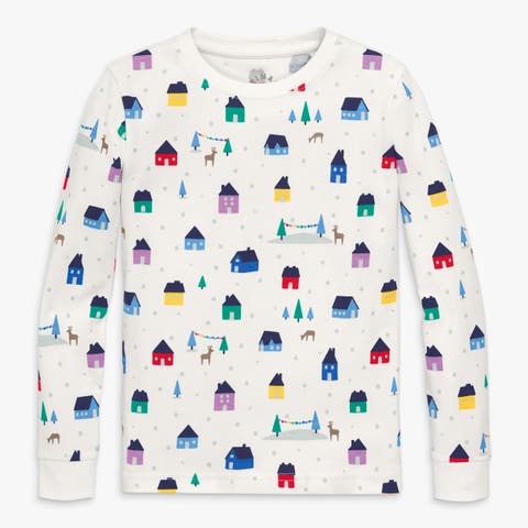 Kids Organic Long Sleeve Pj Top In Holiday Prints (Toddler, Little Kid, Big Kid)