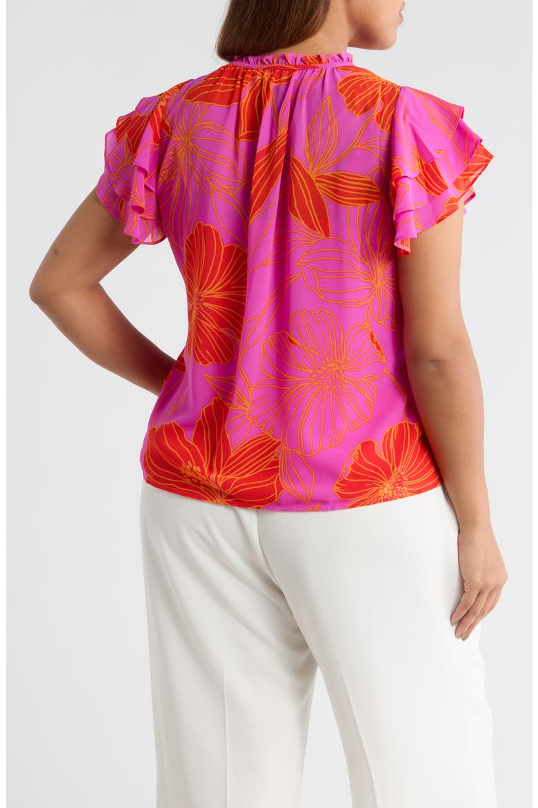 Blakely Floral Donis Split Neck Top, Alternate, color, ORANGE-PINK-MULTI