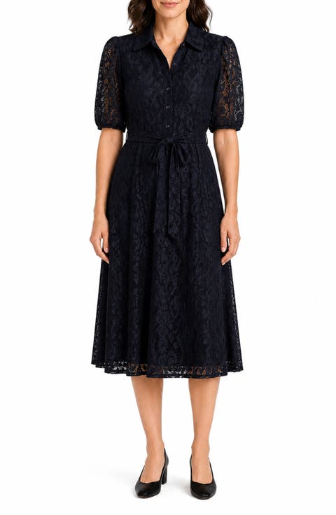 Stretch Lace Short Sleeve Shirtdress