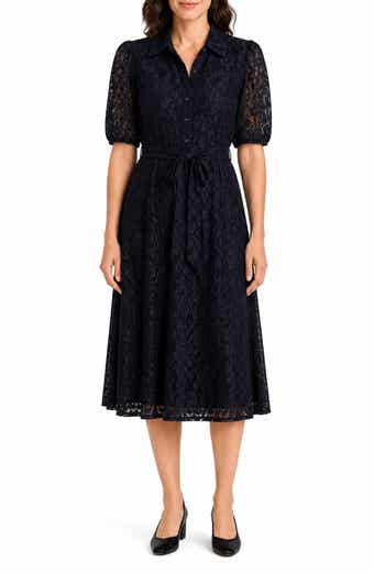 Stretch Lace Short Sleeve Shirtdress