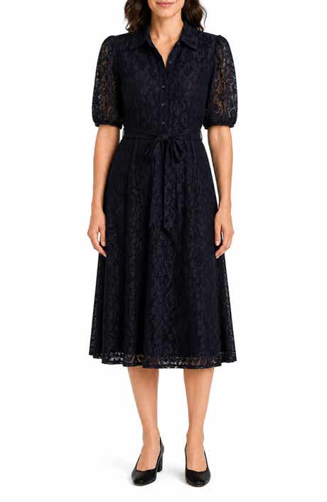 Stretch Lace Short Sleeve Shirtdress