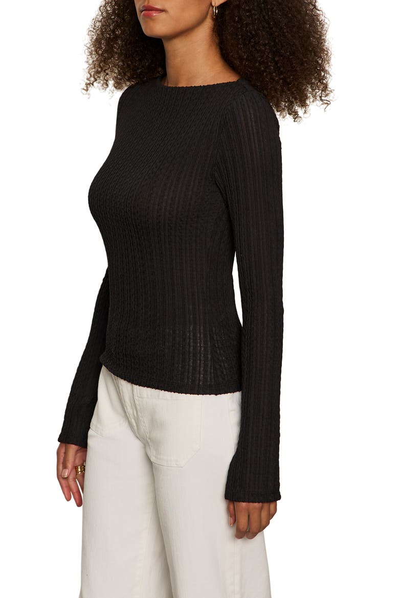 Boat Neck Rib Top, Alternate, color, BLACK