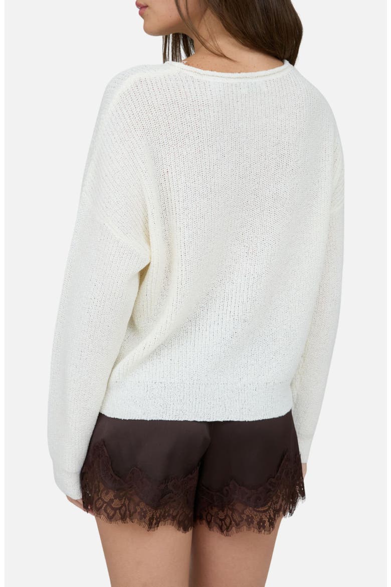 Rolled Edge Pointelle Sweater, Alternate, color, CREAM