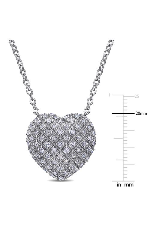 Delmar Cluster Diamond Heart Pendant Necklace In Silver