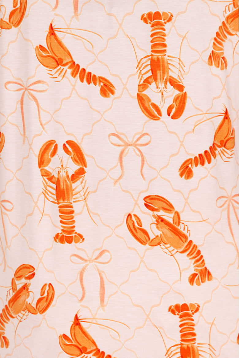 Long Sleeve & Short Pajama Set, Alternate, color, Lobster Trellis