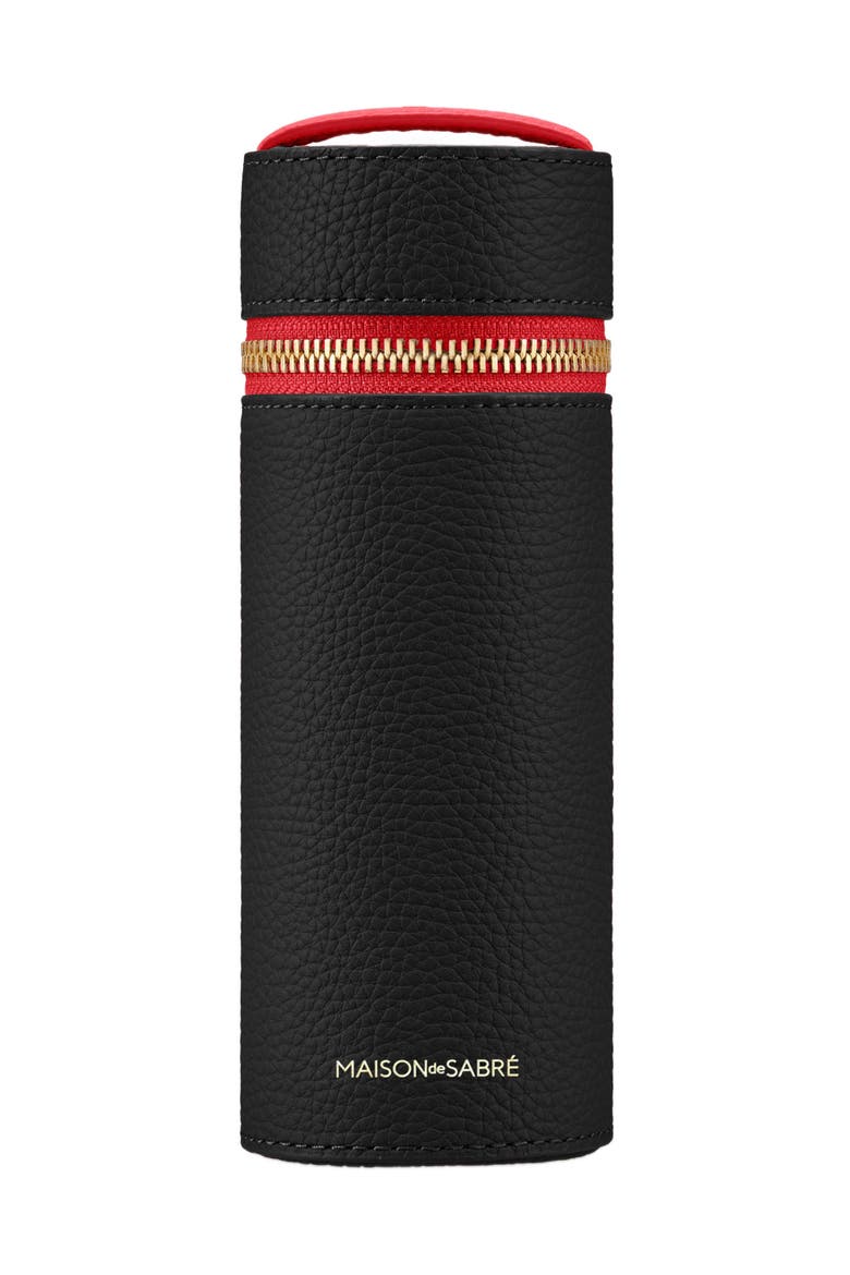 Leather Brush Case, Main, color, Rouge Noir