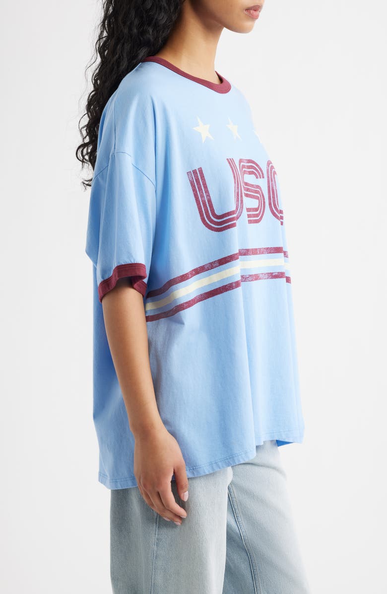 Daydreamer USA World Cup Oversized Graphic Ringer Tee, Alternate, color, Blue Bell Combo