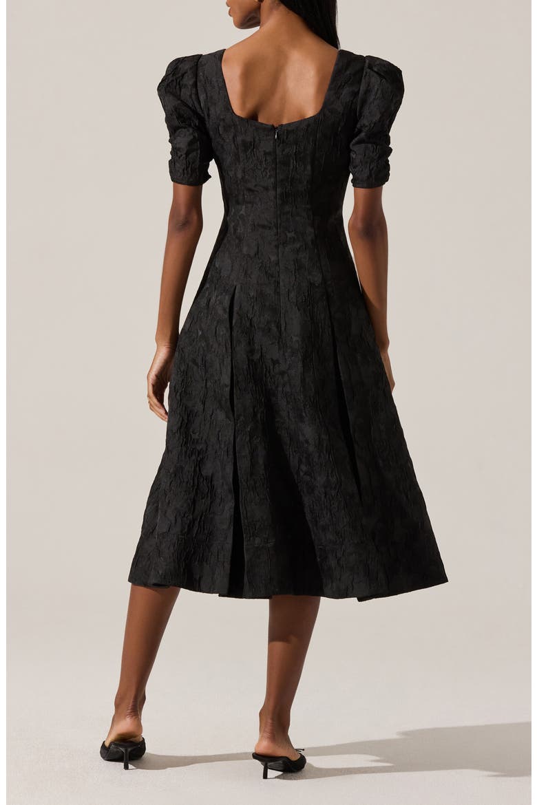 Mosella Puff Sleeve Midi Dress, Alternate, color, BLACK