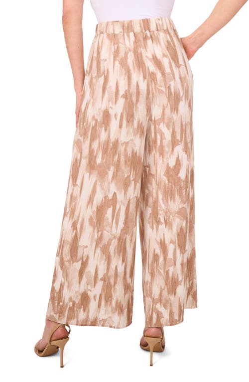 Halogen ® Tie Front Overlay Wide Leg Pants In Oxford Tan Marble
