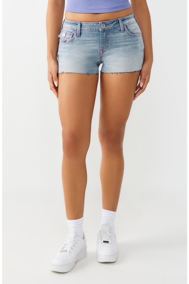 Joey Low Rise Flap Shorts, Main, color, LIGHT SKYLINE WASH