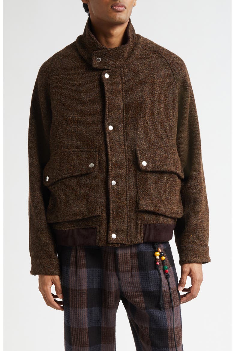 Wool Blend Flight Jacket, Main, color, BROWN
