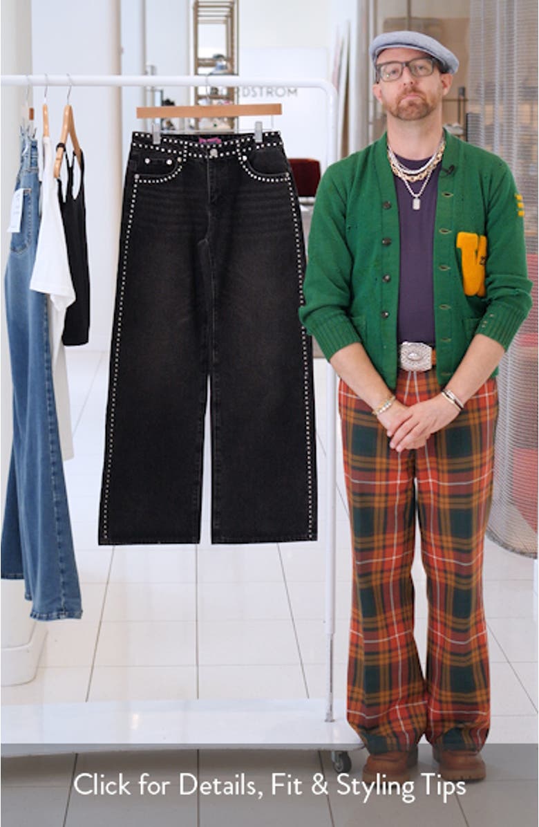 Quincy Studded Low Rise Baggy Jeans, sales video thumbnail