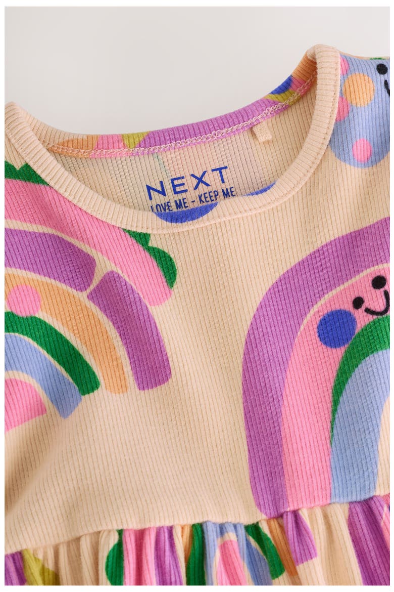 Kids' Rainbow Long Sleeve Rib Dress, Alternate, color, MULTI