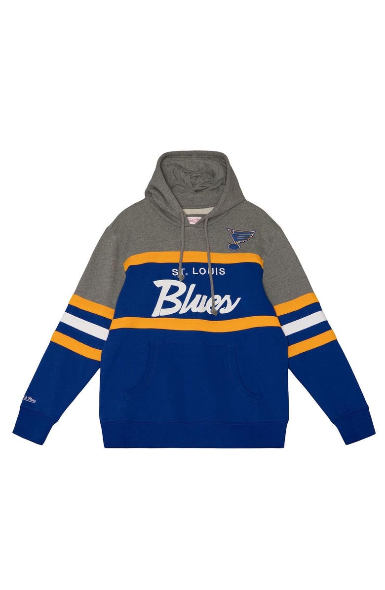 Mitchell & Ness Men's Mitchell & Ness Blue/Heather Gray St. Louis Blues Head Coach Pullover Hoodie, Alternate, color, 