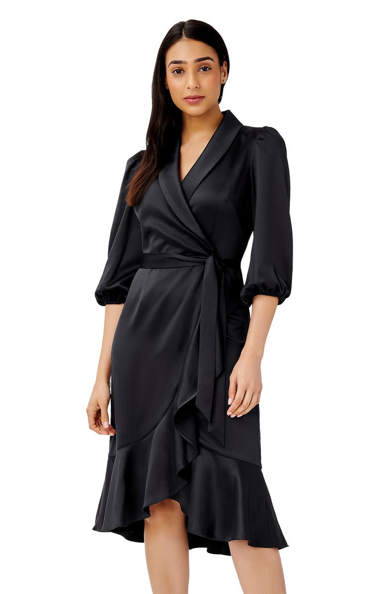 Adrianna Papell Faux Wrap Crepe Satin Dress, Alternate, color, 