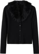 MANGO Faux Fur Collar Cardigan