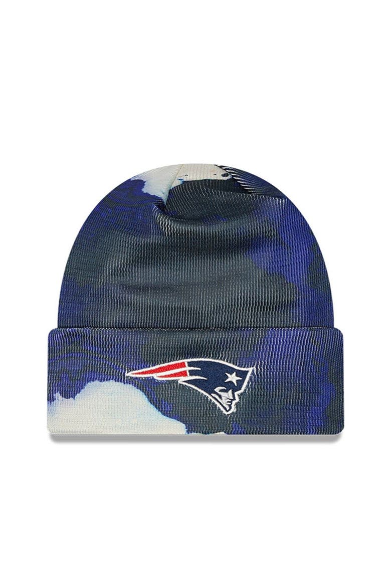 Men's New Era Navy New England Patriots 2022 Sideline Ink Dye Cuffed Knit Hat, Alternate, color, Navy