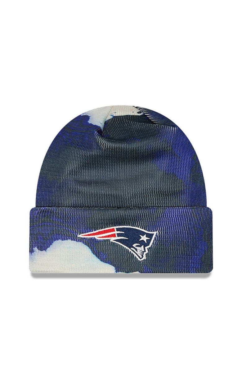New Era Men's New Era Navy New England Patriots 2022 Sideline Ink Dye Cuffed Knit Hat, Alternate, color, Navy