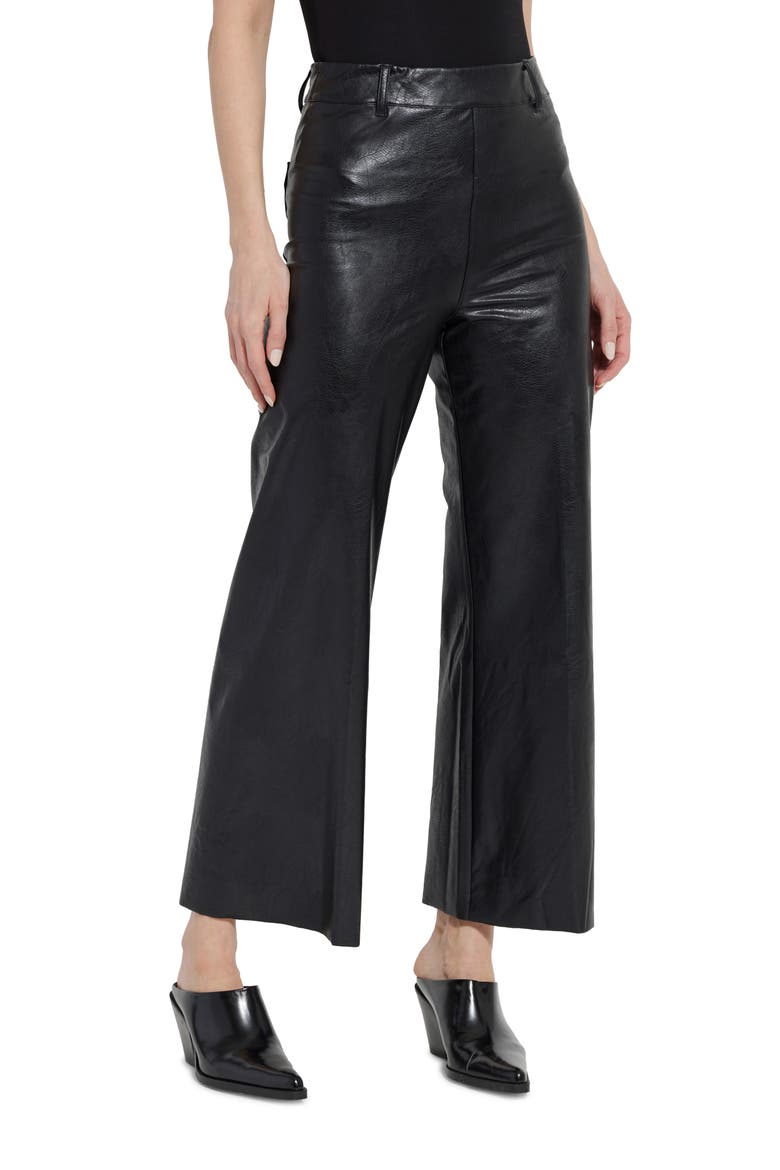 High Waist Faux Leather Wide Leg Pants, Main, color, KOHL BLACK