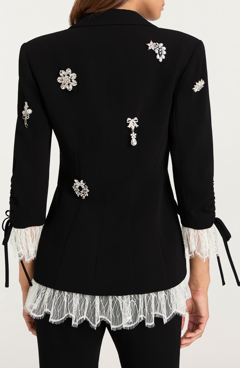 Cinq à Sept Roxie Crystal Brooch Blazer, Alternate, color, Black/ Ivory